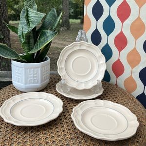 Vintage Remembrance Saucer by Pfaltzgraff Set of 4 6" Cream & Gray